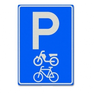 VERKEERSBORD E08G PARKEERGELEGENHEID BROMFIETSEN EN FIETSEN